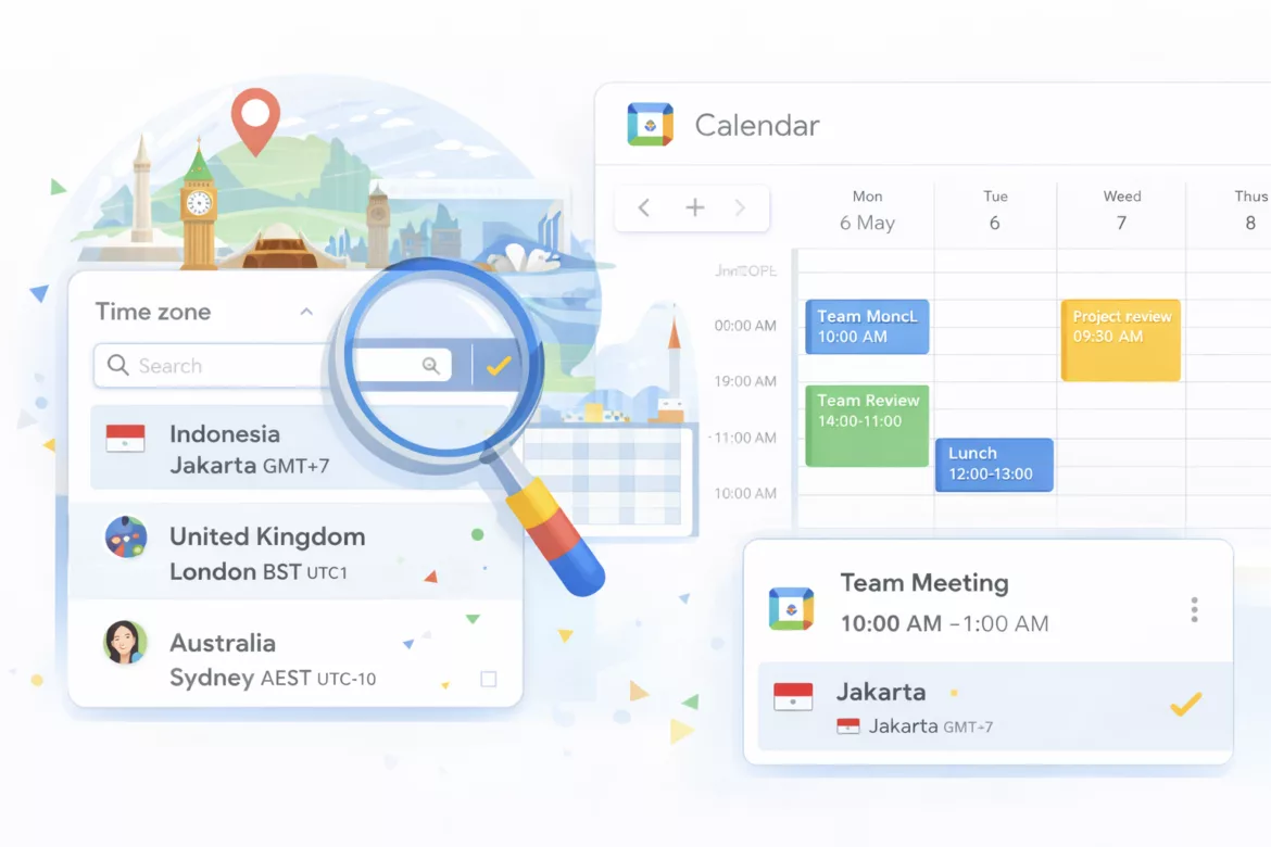 pemilih zona waktu baru di Google Calendar